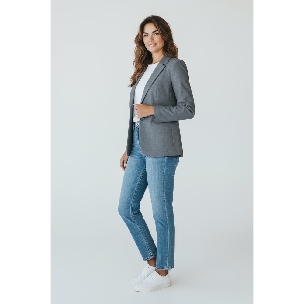 NWT Ann Taylor Women's Gray Wool Blend Stretch‎ Blazer Jacket Size 12 Career
